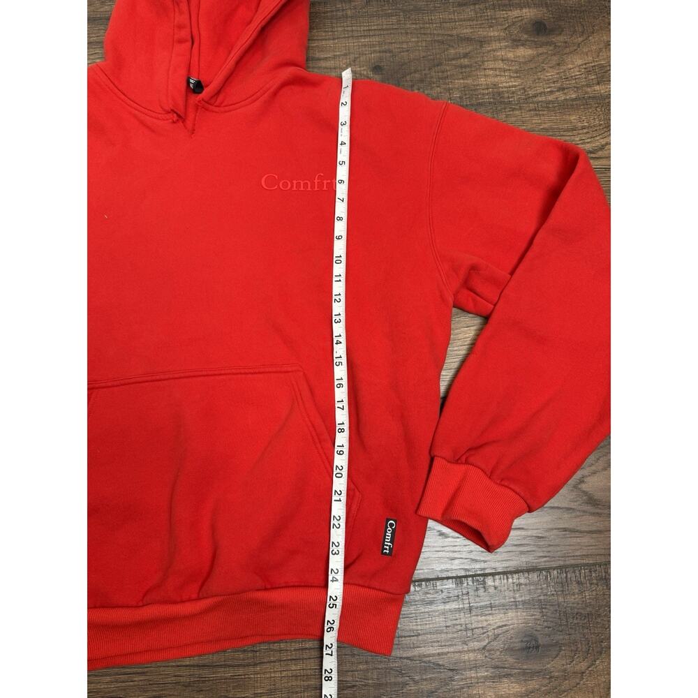 Comfrt Men's Red Fleece Pullover Hoodie Pockets Logo Sz XL READ - Picture 6 of 7